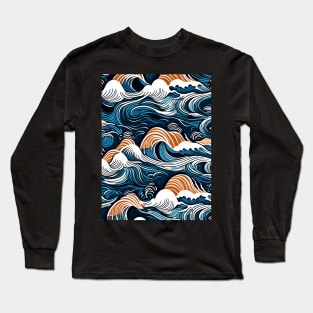 Kanagawa Wave Pattern Long Sleeve T-Shirt